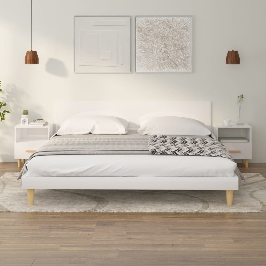 Nachttische 2 Stk. Hochglanz-Weiss 40x35x47 cm